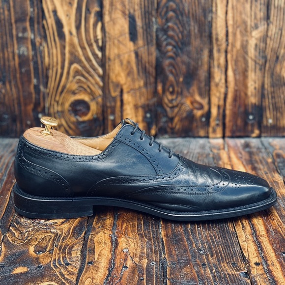 Mezlan Ugalde Genuine Calfskin Black Wing Tip Brogue Men\'s Oxford Shoes Size 12‎ main image 9